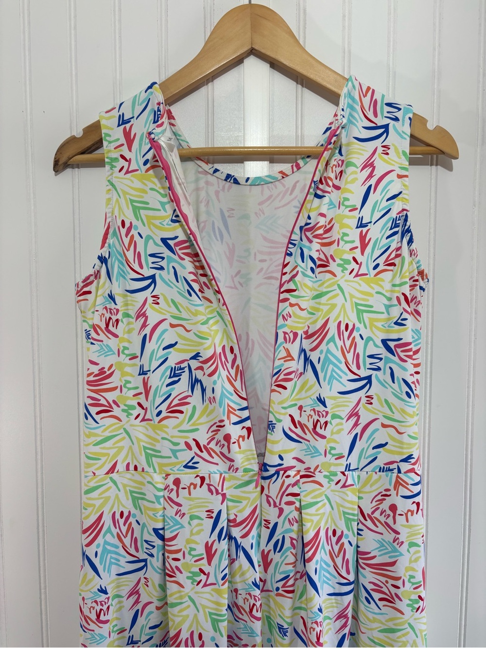 Lulu-B SPF Cooling Colorful Abstract Print Sleeveless Fit & Flare Dress M - Picture 7 of 13